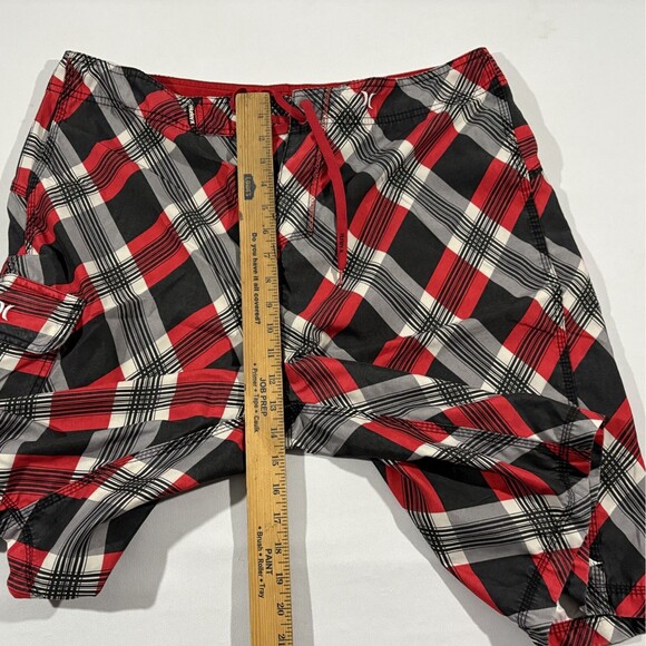 Hurley Mens Red Plaid San Juan Boardshorts Trunks Drawstring Swimwear Sz 36 - Picture 6 of 12